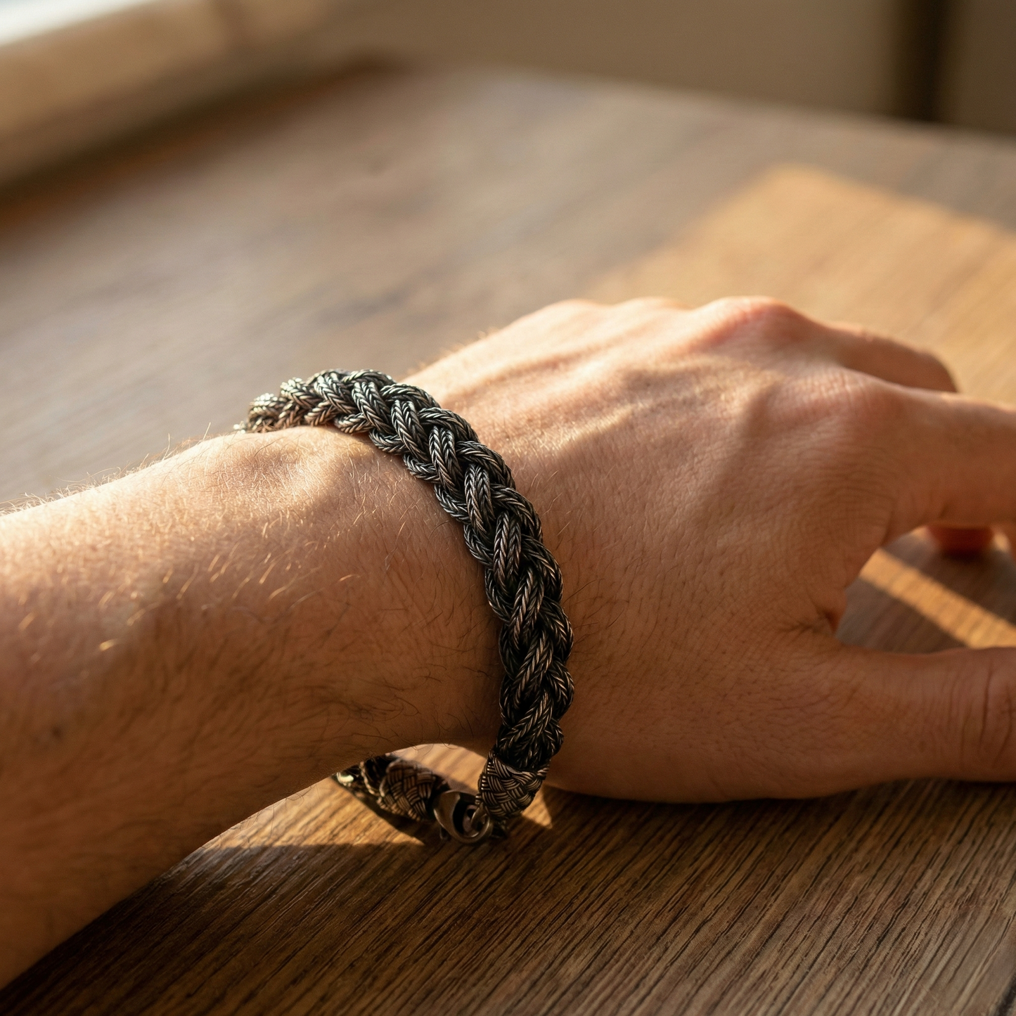 Handwoven Oxidized Silver Kazaziye Rope Bracelet
