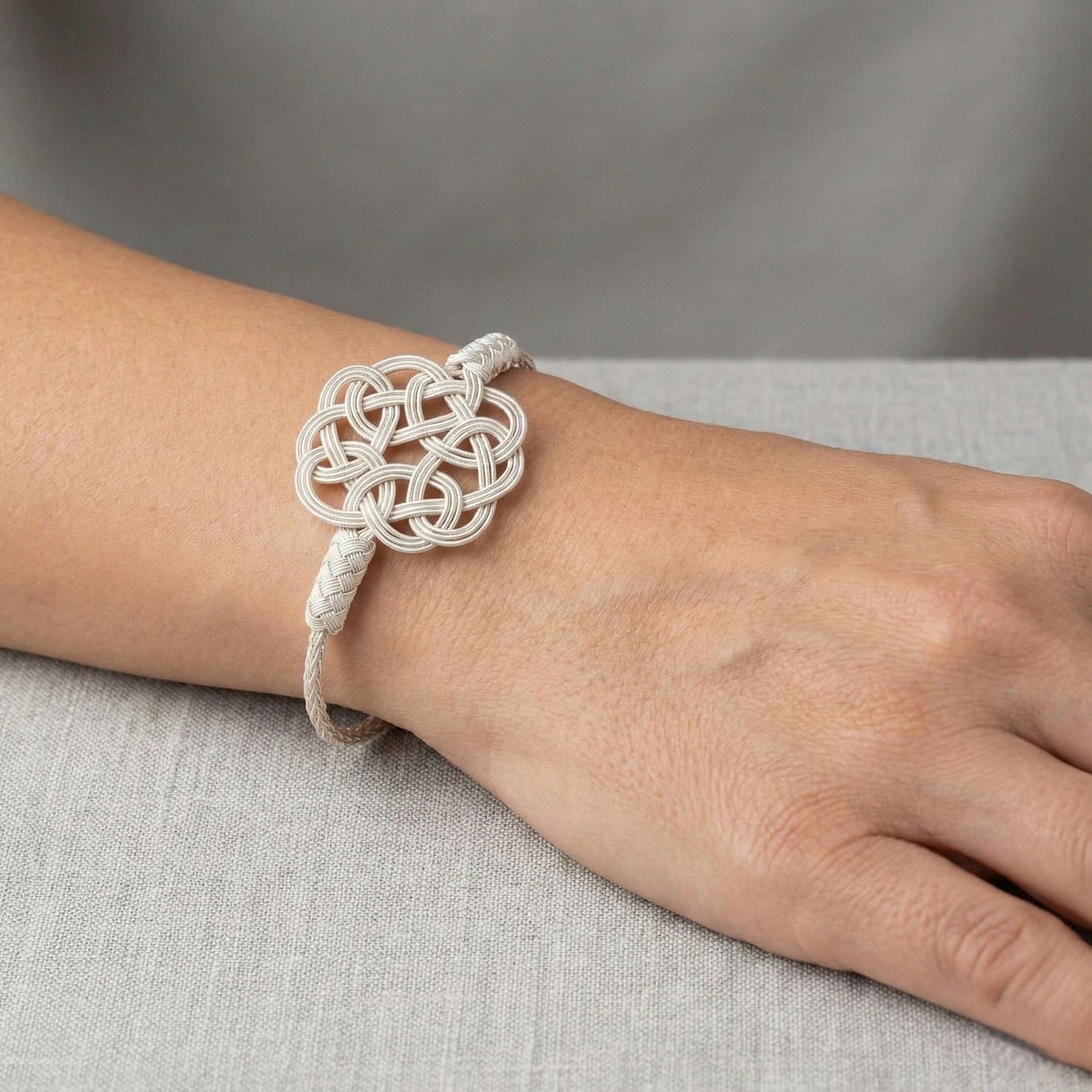 Handwoven Silver Kazaziye Love Knot Bracelet
