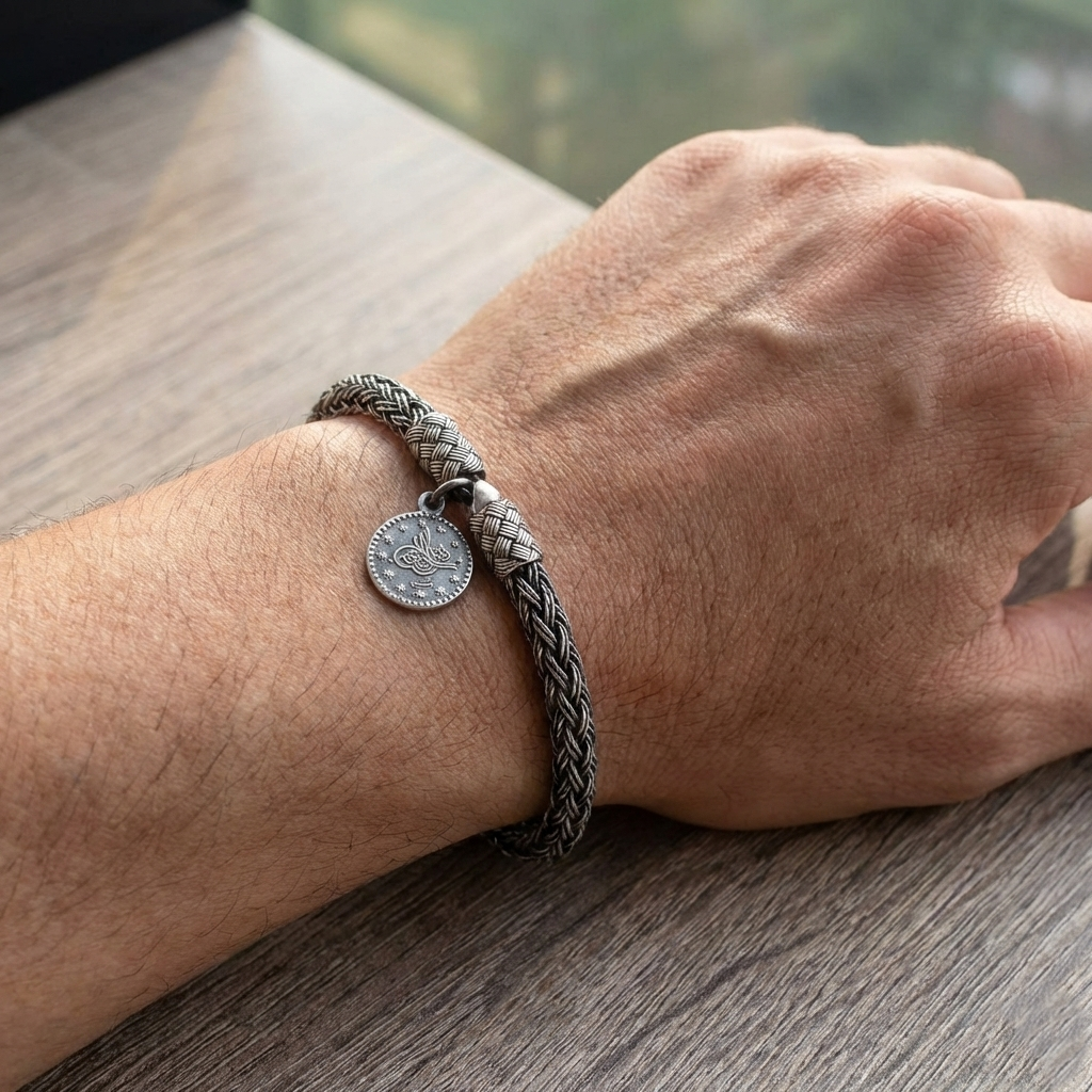 Handwoven Oxidized Silver Kazaziye Braided Bracelet