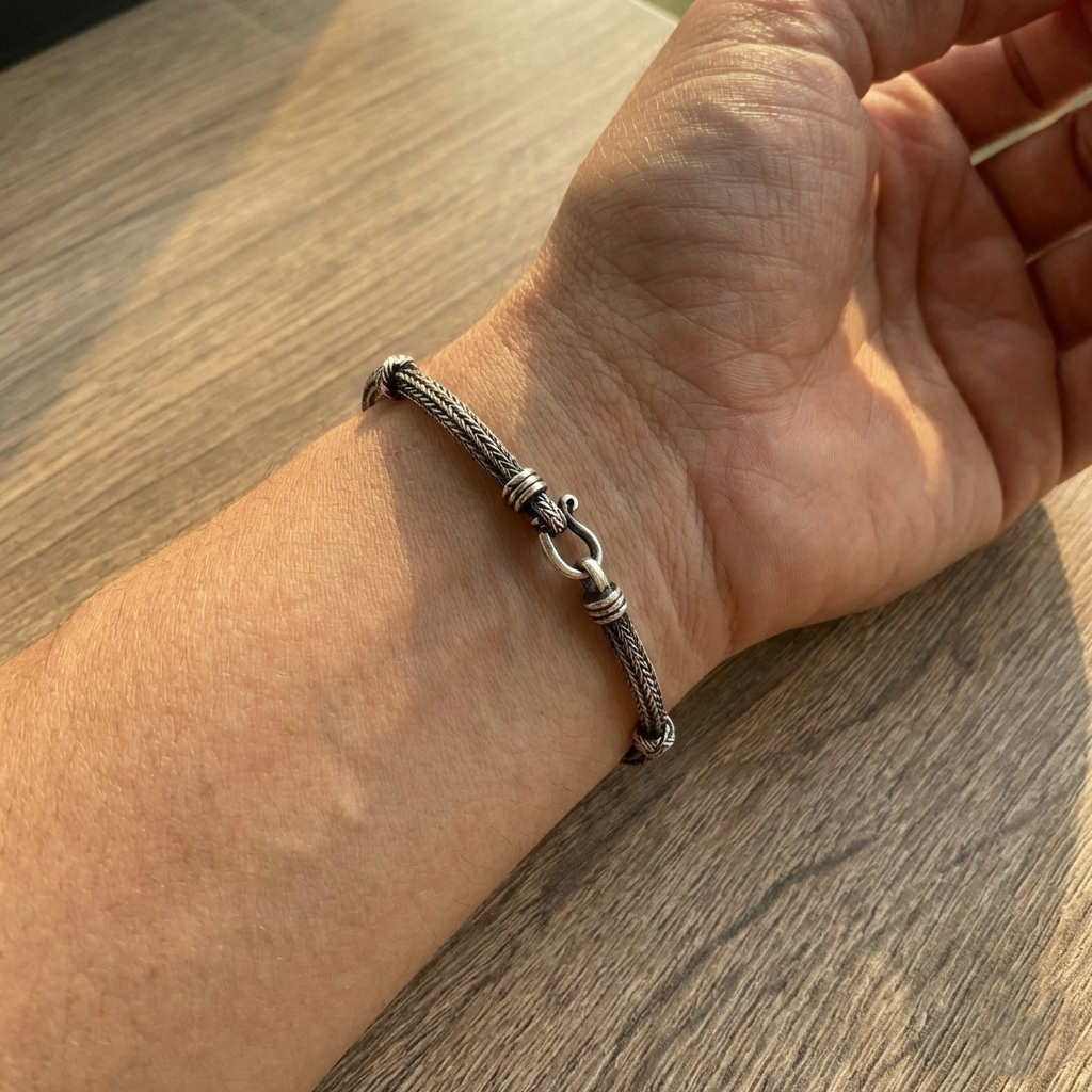 Handwoven Oxidized Silver Kazaziye Bracelet